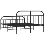 Black metal headboard and footboard bed frame 135x190 cm by vidaXL, Beds and slatted bases - Ref: Foro24-353652, Price: 115,7...