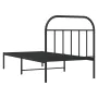 Bed frame with black metal headboard 90x190 cm by vidaXL, Beds and slatted bases - Ref: Foro24-353627, Price: 78,70 €, Discou...