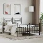 Black metal headboard and footboard bed frame 140x190 cm by vidaXL, Beds and slatted bases - Ref: Foro24-353555, Price: 141,9...