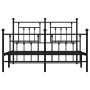 Black metal headboard and footboard bed frame 140x190 cm by vidaXL, Beds and slatted bases - Ref: Foro24-353555, Price: 141,9...