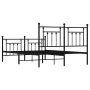 Black metal headboard and footboard bed frame 140x190 cm by vidaXL, Beds and slatted bases - Ref: Foro24-353555, Price: 141,9...