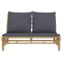 Bamboo garden bench with dark gray cushions by vidaXL, Modular outdoor sofas - Ref: Foro24-363457, Price: 167,43 €, Discount: %