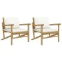 Bamboo garden chairs 2 units with cream white cushions by vidaXL, Modular outdoor sofas - Ref: Foro24-363462, Price: 224,46 €...