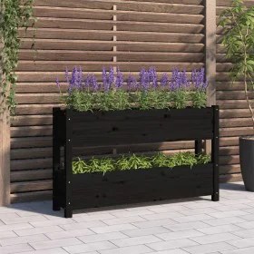 Solid black pine wood planter 112x25x66 cm by vidaXL, Pots and planters - Ref: Foro24-823931, Price: 111,59 €, Discount: %