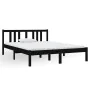 Black solid wood double bed frame 135x190 cm by vidaXL, Beds and slatted bases - Ref: Foro24-814863, Price: 119,58 €, Discoun...