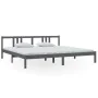 Gray solid wood bed frame 200x200 cm by vidaXL, Beds and slatted bases - Ref: Foro24-814906, Price: 156,11 €, Discount: %