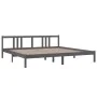 Gray solid wood bed frame 200x200 cm by vidaXL, Beds and slatted bases - Ref: Foro24-814906, Price: 156,11 €, Discount: %