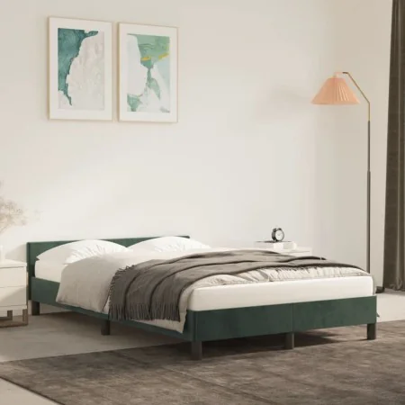 Dark green velvet bed frame with headboard 120x200 cm by vidaXL, Beds and slatted bases - Ref: Foro24-347564, Price: 124,56 €...