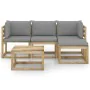 5-piece garden furniture set with gray cushions by vidaXL, Garden sets - Ref: Foro24-3064971, Price: 288,51 €, Discount: %