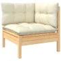 Garden furniture 3 pieces solid pine wood with cream cushions by vidaXL, Modular outdoor sofas - Ref: Foro24-806664, Price: 2...