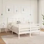 Small double bed frame white solid wood 120x190cm by vidaXL, Beds and slatted bases - Ref: Foro24-3105831, Price: 138,47 €, D...