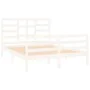 Small double bed frame white solid wood 120x190cm by vidaXL, Beds and slatted bases - Ref: Foro24-3105831, Price: 138,47 €, D...