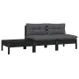 Garden furniture set 3 pieces black cushions solid pine wood by vidaXL, Modular outdoor sofas - Ref: Foro24-806686, Price: 18...