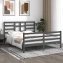 Solid gray pine wood bed frame 160x200 cm by vidaXL, Beds and slatted bases - Ref: Foro24-3105872, Price: 150,69 €, Discount: %