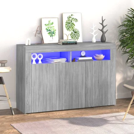 Sideboard mit LED-Leuchten in Sonoma-Grau 115,5x30x75 cm von vidaXL, Sideboards - Ref: Foro24-815733, Preis: 120,41 €, Rabatt: %