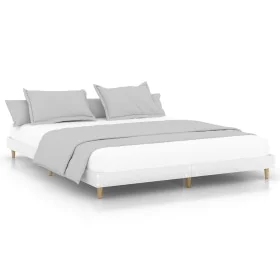 White engineered wood bed frame 150x200 cm by vidaXL, Beds and slatted bases - Ref: Foro24-832029, Price: 122,84 €, Discount: %