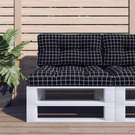 Kissen für Paletten, schwarz karierter Stoff, 80 x 40 x 12 cm von vidaXL, Kissen für Stühle und Sofas - Ref: Foro24-360617, P...