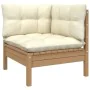 2-seater solid pine wood garden sofa with cream cushions by vidaXL, Modular outdoor sofas - Ref: Foro24-806649, Price: 214,33...