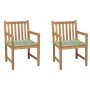 Garden chairs 2 pcs teak wood with leaf print cushions by vidaXL, Garden chairs - Ref: Foro24-3062742, Price: 259,27 €, Disco...