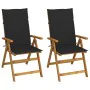 Reclining garden chairs 2 pcs solid acacia wood cushions by vidaXL, Garden chairs - Ref: Foro24-3064066, Price: 181,67 €, Dis...