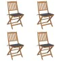 4 pcs folding garden chairs and solid acacia wood cushions by vidaXL, Garden chairs - Ref: Foro24-3064671, Price: 202,49 €, D...