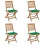 4 pcs folding garden chairs and solid acacia wood cushions by vidaXL, Garden chairs - Ref: Foro24-3064676, Price: 196,61 €, D...