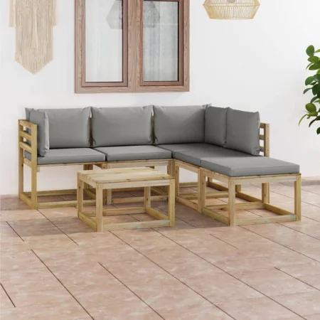 6-piece garden furniture set with gray cushions by vidaXL, Garden sets - Ref: Foro24-3064974, Price: 353,56 €, Discount: %