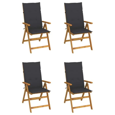 Reclining garden chairs 4 pcs solid acacia wood cushions by vidaXL, Garden chairs - Ref: Foro24-3065347, Price: 338,34 €, Dis...