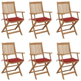 6 pcs folding garden chairs and solid acacia wood cushions by vidaXL, Garden chairs - Ref: Foro24-3065467, Price: 335,56 €, D...