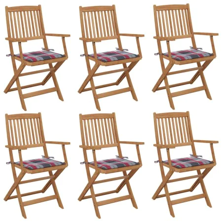 6 pcs folding garden chairs and solid acacia wood cushions by vidaXL, Garden chairs - Ref: Foro24-3065474, Price: 306,76 €, D...