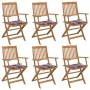 6 pcs folding garden chairs and solid acacia wood cushions by vidaXL, Garden chairs - Ref: Foro24-3065474, Price: 306,76 €, D...