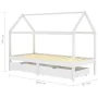 Children's bed frame with white pine wood drawers 90x200cm by vidaXL, Cribs and beds for children - Ref: Foro24-322141, Price...