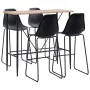 High table and 5 black plastic stools set by vidaXL, Furniture sets for kitchens and dining rooms - Ref: Foro24-279897, Price...