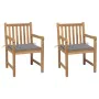 Garden chairs 2 pcs solid teak wood with gray cushions by vidaXL, Garden chairs - Ref: Foro24-3062731, Price: 278,45 €, Disco...