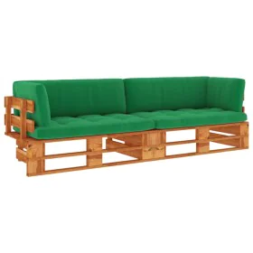 Two-seater pallet sofa with pine wood cushions in brown impregnated wood. by vidaXL, Garden sets - Ref: Foro24-3066666, Price...