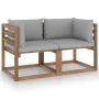 2-Sitzer-Gartensofa aus Paletten mit grauen Kissen von vidaXL, Gartensets - Ref: Foro24-3067273, Preis: 131,55 €, Rabatt: %