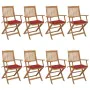 Folding garden chairs 8 pcs solid acacia wood and cushions by vidaXL, Garden chairs - Ref: Foro24-3074973, Price: 459,82 €, D...