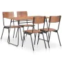 5-piece dining set steel and brown plywood by vidaXL, Furniture sets for kitchens and dining rooms - Ref: Foro24-276850, Pric...