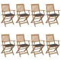 Folding garden chairs 8 pcs solid acacia wood and cushions by vidaXL, Garden chairs - Ref: Foro24-3074967, Price: 460,15 €, D...