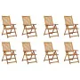 Folding garden chairs and 8 solid acacia wood cushions by vidaXL, Garden chairs - Ref: Foro24-3075064, Price: 632,78 €, Disco...