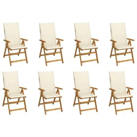 Folding garden chairs and cushions 8 pcs solid acacia wood by vidaXL, Garden chairs - Ref: Foro24-3075056, Price: 614,52 €, D...