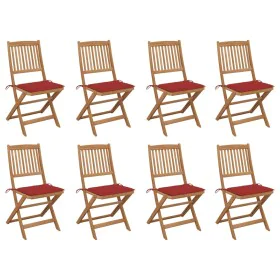 8 pcs folding garden chairs and solid acacia wood cushions by vidaXL, Garden chairs - Ref: Foro24-3075119, Price: 396,76 €, D...