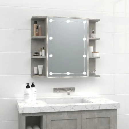 Concrete gray furniture with mirror and LED lights 70x16.5x60 cm by vidaXL, bathroom vanities - Ref: Foro24-808877, Price: 83...