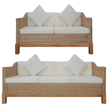 Sofagarnitur aus natürlichem Rattan mit Kissen, 2-teilig von vidaXL, Sofas - Ref: Foro24-278615, Preis: 1,00 €, Rabatt: %