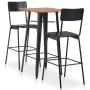 3-piece black steel high table and stools set by vidaXL, Furniture sets for kitchens and dining rooms - Ref: Foro24-276849, P...