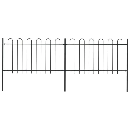 Garden fence with black steel hoop tips 3.4x1 m by vidaXL, fence panels - Ref: Foro24-277657, Price: 160,91 €, Discount: %