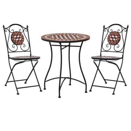 Bistro table and chairs 3-piece set with terracotta ceramic mosaic. by vidaXL, Garden sets - Ref: Foro24-279689, Price: 220,9...