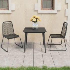 3-teiliges Garten-Ess-Set aus schwarzem PVC-Rattan von vidaXL, Gartensets - Ref: Foro24-3060112, Preis: 211,68 €, Rabatt: %