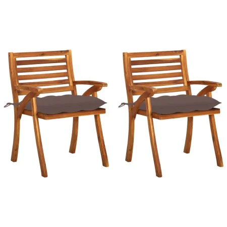 Garden dining chairs with cushions 2 pcs solid acacia wood by vidaXL, Garden chairs - Ref: Foro24-3060849, Price: 191,40 €, D...