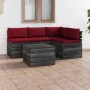 Garden pallet furniture 5 pieces cushions solid pine wood by vidaXL, Garden sets - Ref: Foro24-3061836, Price: 374,50 €, Disc...